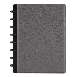 TUL® Discbound Notebook With Pebbled Leather Cover, Junior Size, Narrow Ruled, 60 Sheets, Gunmetal