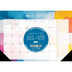 Willow Creek Press Academic Monthly Desk Pad Calendar, 17" x 12", Abstract Art, July 2026 - June 2027, Total Qty 1
