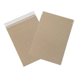 Partners Brand Self-Seal Stayflats® Plus Flat Mailers, 9 3/4" x 12 1/4", Kraft Brown, Pack of 100