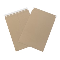 Partners Brand Self-Seal Stayflats® Plus Flat Mailers, 13" x 18", Kraft Brown, Pack of 100