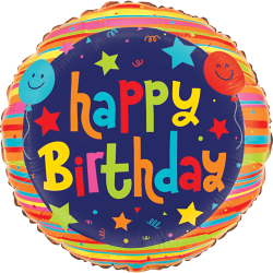 Amscan Birthday Foil Balloon, Circle, 18", Balloons And Stars