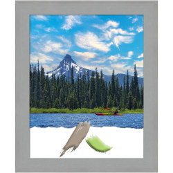 Amanti Art Rectangular Picture Frame, 19" x 23", Matted For 16" x 20", Brushed Nickel