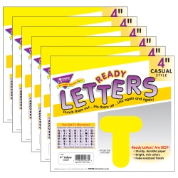 TREND Ready Letters®, 4", Casual Uppercase, Yellow, Set Of 6 Packs