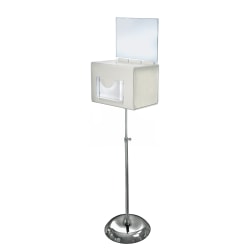 Azar Displays Plastic Suggestion Box, Adjustable Pedestal Floor Stand, With Lock, Extra-Large, 8 1/4"H x 11"W x 8 1/4"D, White