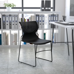 Flash Furniture HERCULES Series 661-lb Capacity Full-Back Stack Chair, Black