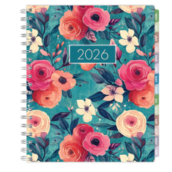 2025-2026 Global Excello Brands Essential PRO Daily/Weekly/Monthly Planner, 7" x 9", Teal Floral, November 2025 To December 2026