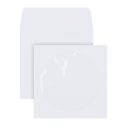 Office Depot® Brand CD/DVD Window Envelopes, 5" x 5", White, Pack Of 50