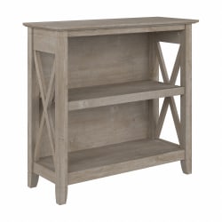 Bush® Furniture Key West Small 30"H 2-Shelf Bookcase, Washed Gray, Standard Delivery