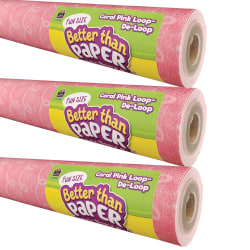 Teacher Created Resources Fun-Size Better Than Paper Bulletin Board Rolls, 18" x 12', Coral Pink Loop-De-Loop, Pack Of 3 Rolls