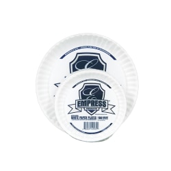 Empress Uncoated Paper Plates, 9", White, Case Of 1,200 Plates