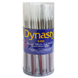 Dynasty White Paint Brushes B-800, Assorted Sizes, Round Bristle, Synthetic, Brown, Pack Of 120
