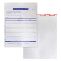 Patient Valuable Form And Paper Envelope, Sequentially Numbered, 3-Part, 9" x 12", Pack Of 500 Sets