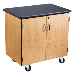 National Public Seating Science Cabinet Mobile Workstation, 36-1/4"H x 28"W x 48"D, Black/Light Oak