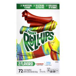 Fruit Roll-Ups Fruit Flavored Snacks, 0.5 Oz, Assorted Flavors, Box Of 72 Snacks