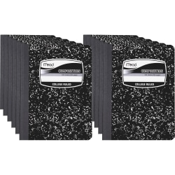 Mead® Composition Books, 7.5" x 9.75", College Ruled, 100 Sheets, Black Marble, Pack Of 12
