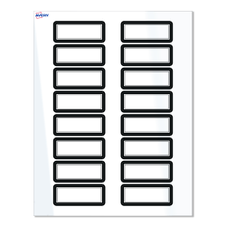 Avery® Print-To-The-Edge Labels With Sure Feed® Technology, S00-D29-PRWGP10, Rectangle, 1" x 2-5/8", Glossy White, Preprinted Double Black Border Design, Pack Of 160
