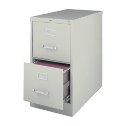 Lorell® Fortress 22"D Vertical 2-Drawer Letter-Size File Cabinet, Metal, Light Gray