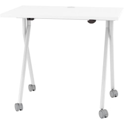 Boss Office Products 36"W Flip-Top Folding Training Table, White/Silver