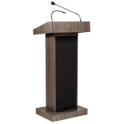 Oklahoma Sound 800X Series Orator Lectern, Wireless Handheld Mic, 46"H x 22"W x 17"D, Ribbonwood