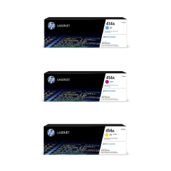 HP 414A 3-Color Cyan/Magenta/Yellow Toner Cartridges, Pack Of 3 Cartridges, HP414ACMY-OD