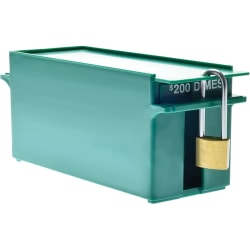 Nadex Coins AEX1-1015 Large Capacity Rolled Coin Storage Box (Dimes) - External Dimensions: 3.2" Length x 9.1" Width x 3.6" Height - 2000 x Coin - Padlock, Zipper Closure - Stackable - Green - For Coin, Transportation