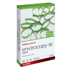 Office Depot® EnviroCopy® Copy Paper, White, Legal (8.5" x 14"), 500 Sheets Per Ream, 20 Lb, 92 Brightness, 30% Recycled, FSC® Certified, 654001RM