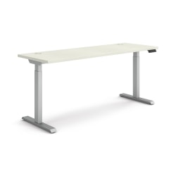 HON Coordinate 70"W Adjustable Height Standing Desk, 3-Stage Base, Silver Mesh/Silver