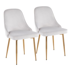 LumiSource Marcel Dining Chairs, Stormy White/Gold, Set Of 2 Chairs
