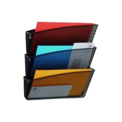 Alba Mesh Wall File Set - 3 Pocket(s) - Compartment Size 6.69" x 13.78" x 4.72" - 15.9" Height4.7" Depth x 13.8" Length - Black - Steel, Metal - 1 Each