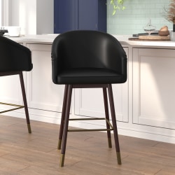 Flash Furniture Margo Commercial-Grade Mid-Back Modern Counter Stools, Black/Walnut, Set Of 2 Stools