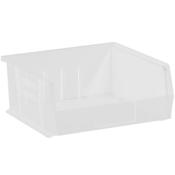 Partners Brand Plastic Stack & Hang Bin Storage Boxes, Small Size, 5" x 11" x 10 7/8", Clear, Case Of 6
