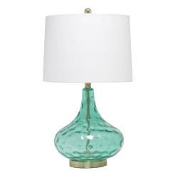 Lalia Home Classix Dimpled Colored Glass Table Lamp, 24"H, White Shade/Seafoam Green Base