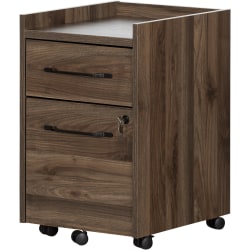 South Shore Helsy 15-1/2"W x 18-1/4"D Lateral 2-Drawer Mobile File Cabinet, Natural Walnut