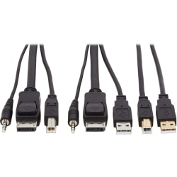 Tripp Lite DisplayPort KVM Cable Kit 4K USB 3.5mm Audio 3xM/3xM USB MM 10ft - 60 MB/s - Supports up to 3840 x 2160 - Gold Plated Contact - Black