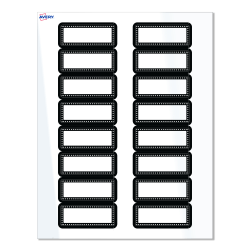 Avery® Print-To-The-Edge Labels With Sure Feed® Technology, S00-D24-PRWGP10, Rectangle, 1" x 2-5/8", Glossy White, Preprinted Black & White Polka Dots Design, Pack Of 160