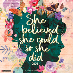 2025 Willow Creek Press Wall Calendar, 12" x 12", She Believed She Could, So She Did, January 2025 To December 2025, 44827