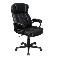 Techni Mobili Ergonomic Faux Leather High-Back Executive Office Chair, Black, Total Qty 1
