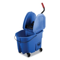 Rubbermaid® Commercial WaveBrake 2.0 Bucket/Wringer Combos, Down-Press, 35 qt, Plastic, Blue