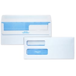 Quality Park® #10 Redi-Seal™ Envelopes, Double-Window, Security, Self-Sealing, White, Box Of 500
