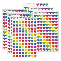TREND Sparkle Stickers, Colorful Hearts, 400 Per Pack, Set Of 6 Packs