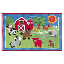 Flagship Carpets Cutie Barnyard Rug, Rectangle, 5' x 8', Multicolor