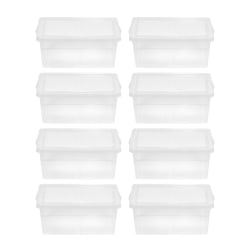 Iris® Snap Top Storage Boxes, 4.25 Gallon, Clear, Set Of 8 Boxes