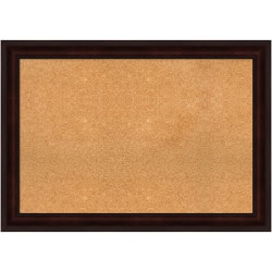 Amanti Art Rectangular Non-Magnetic Cork Bulletin Board, Natural, 41" x 29", Coffee Bean Brown Plastic Frame