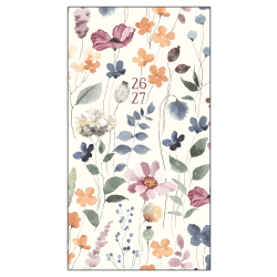2026-2027 Willow Creek Press 2-Year Monthly Checkbook/Calendar, 3-1/2" x 6-1/2", Feminine Floral, January 2026 To December 2027, 57643