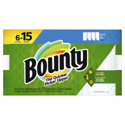 Bounty Select-A-Size 2-Ply Paper Towels, 17-11/16" x 11-3/4", White, 123 Sheets Per Roll, Pack Of 6 Rolls