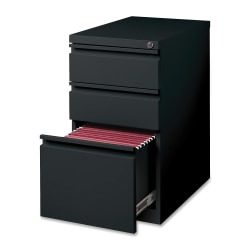 Lorell® 22-7/8"D Vertical 3-Drawer Mobile Pedestal Box/Box/File Cabinet, Metal, Black