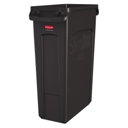 Rubbermaid® Slim Jim Rectangular Polyethylene Vented Waste Receptacle, 23 Gallons, Brown
