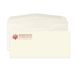 Gummed Seal, Stationery Envelopes, 4-1/8" x 9-1/2",  1-Color Raised Print, Custom #10, 24 lb. Ecru Smooth, Box Of 250