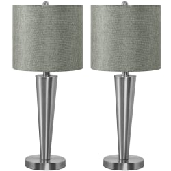 Monarch Specialties Shawn Table Lamps, 24"H, Gray/Nickel, Set Of 2 Lamps