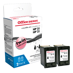 Office Depot® Brand Remanufactured Black Ink Cartridge Replacement For HP 21, Pack Of 2, OD221-2